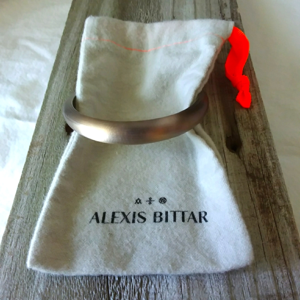 Alexis Bittar Skinny Tapered Lucite Bangle Bracelet Warm Gray